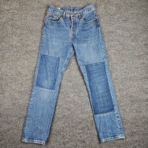 Levi's Premium 501 Patchwork Jeans Women's 27 Original Med Wash Denim Button Fly